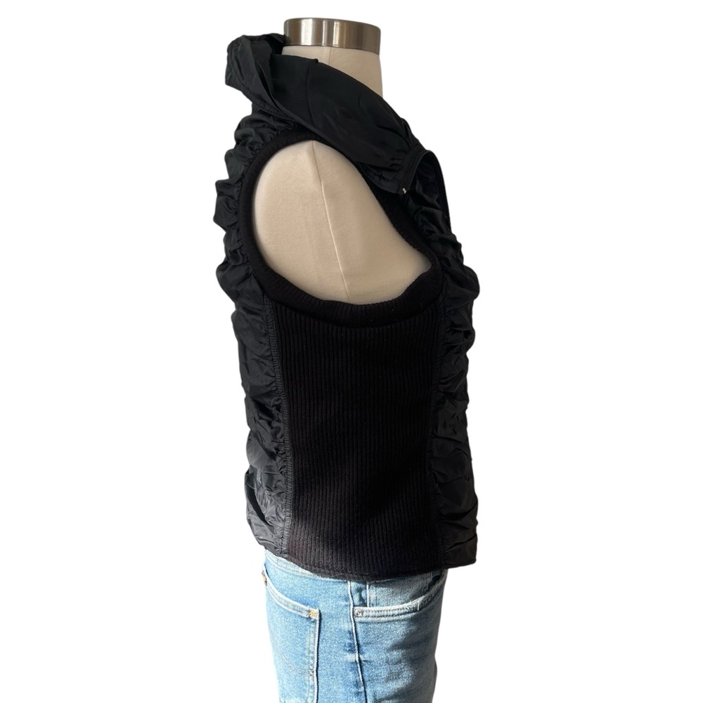 Free People shirred full zip insulated nylon vest black S - Picture 4 of 13